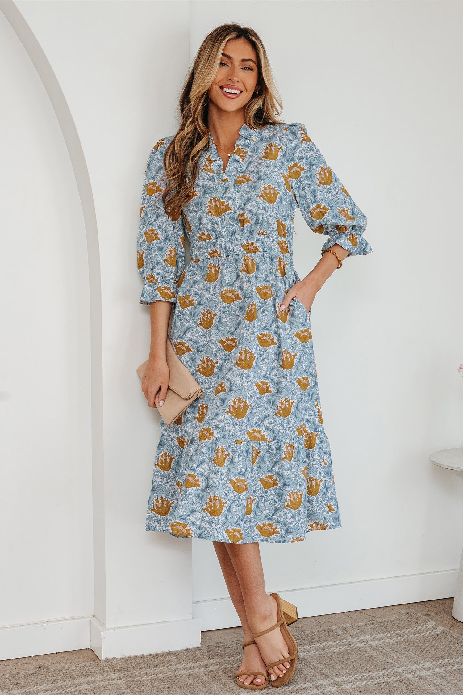 Rosalee Bracelet Sleeve Long Dress-3