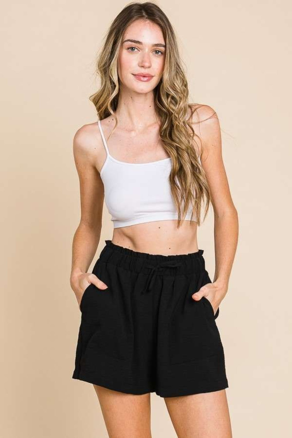 Culture Code High Waist Paper bag Shorts-0