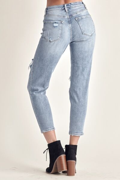 RISEN Distressed Slim Cropped Jeans-1