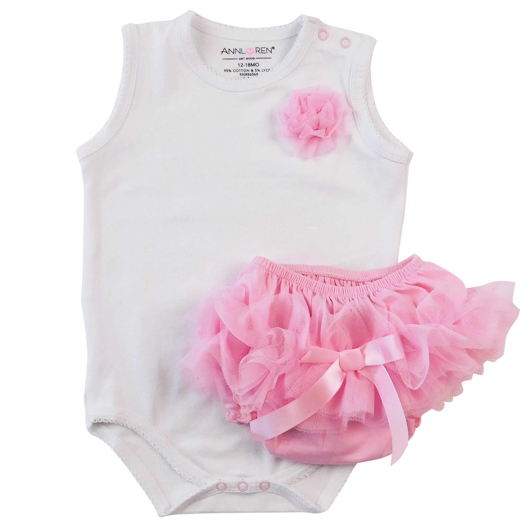 AnnLoren Baby/Toddler Girls Sleeveless One Piece Layering Bodysuit White Onesie-1