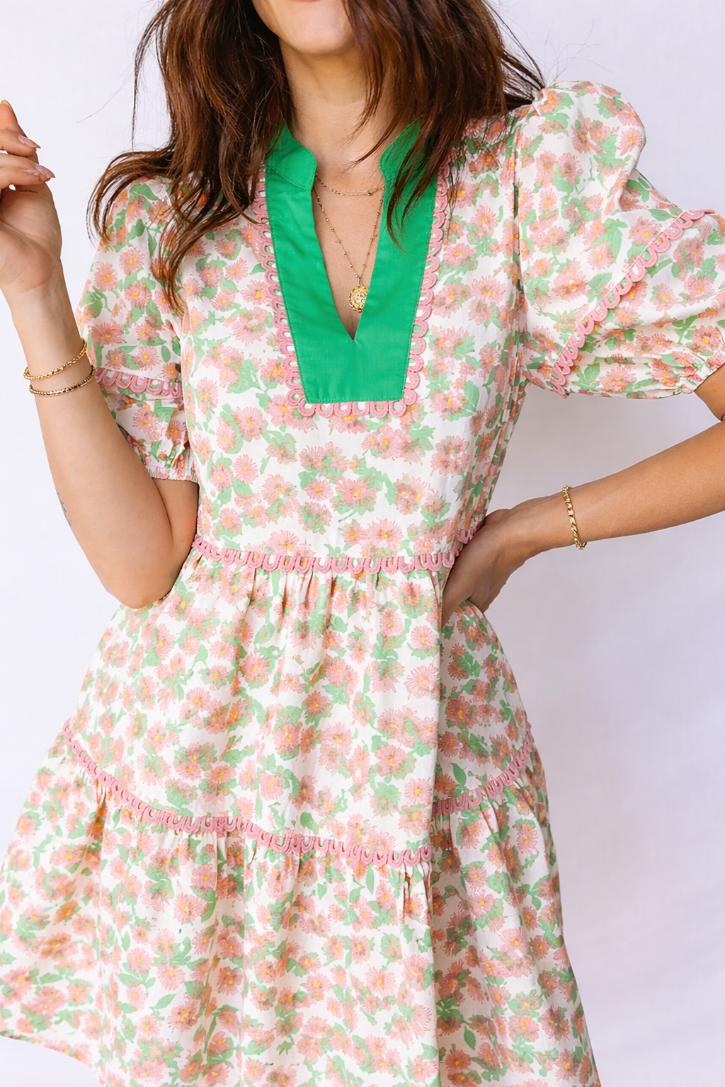 Rachel Short Puff Sleeve Dress-0