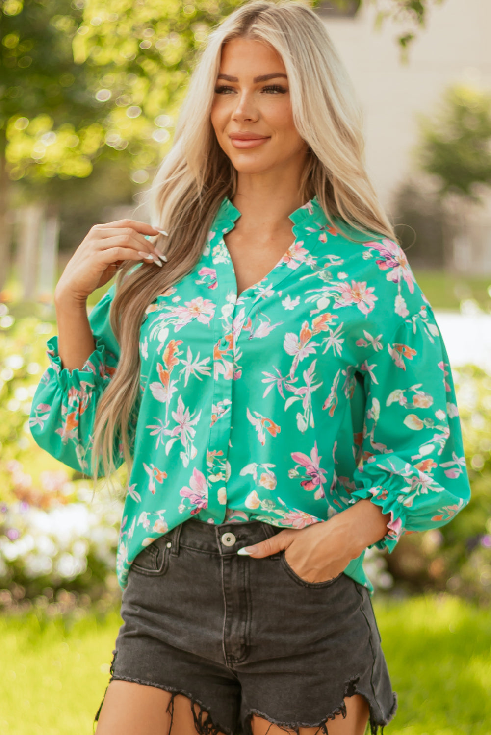 Bella Lantern Sleeve Front Shirt-4
