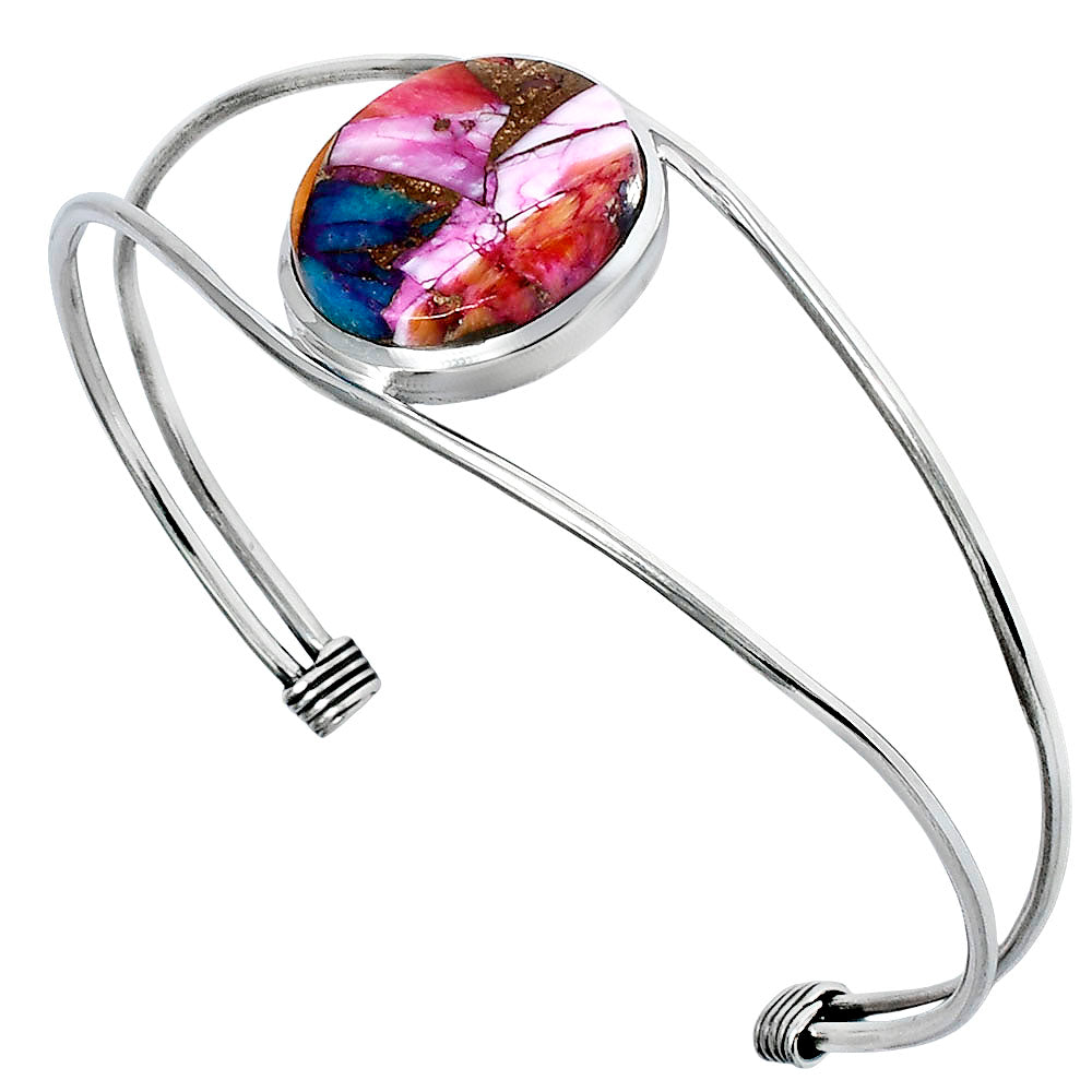 Premium Kingman Orange Dahlia Turquoise Cuff Bangle Bracelet B-1013 30-EB10267-1