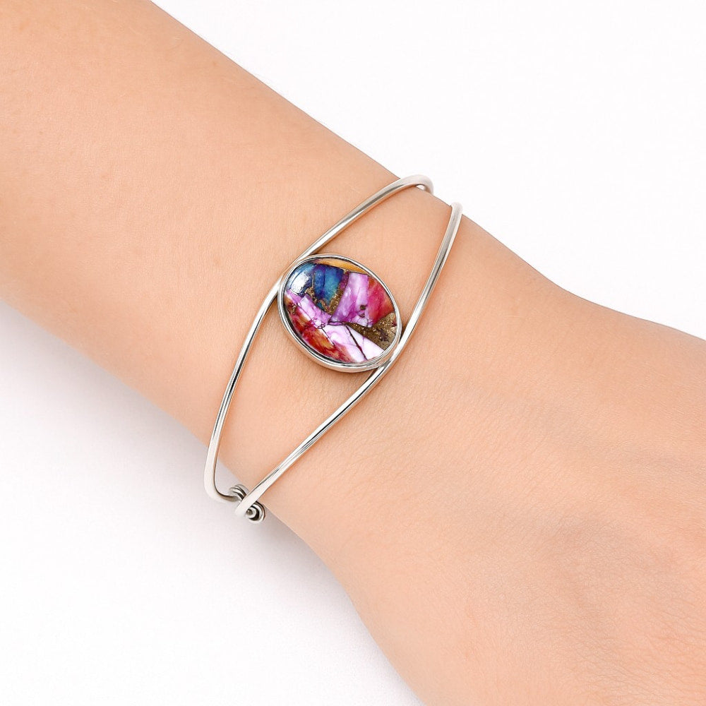 Premium Kingman Orange Dahlia Turquoise Cuff Bangle Bracelet B-1013 30-EB10267-0
