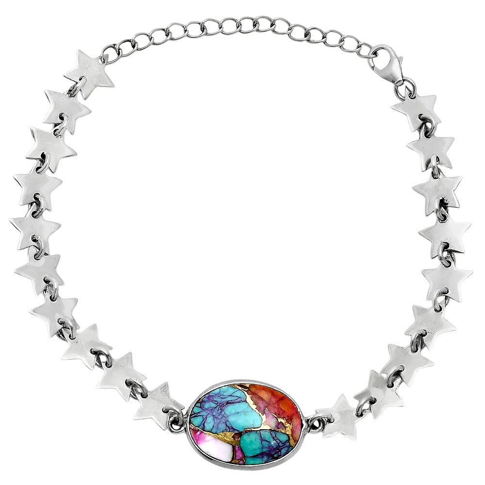 Premium Star Kingman Orange Dahlia Turquoise Bracelet B-1044 30-EB10304-1