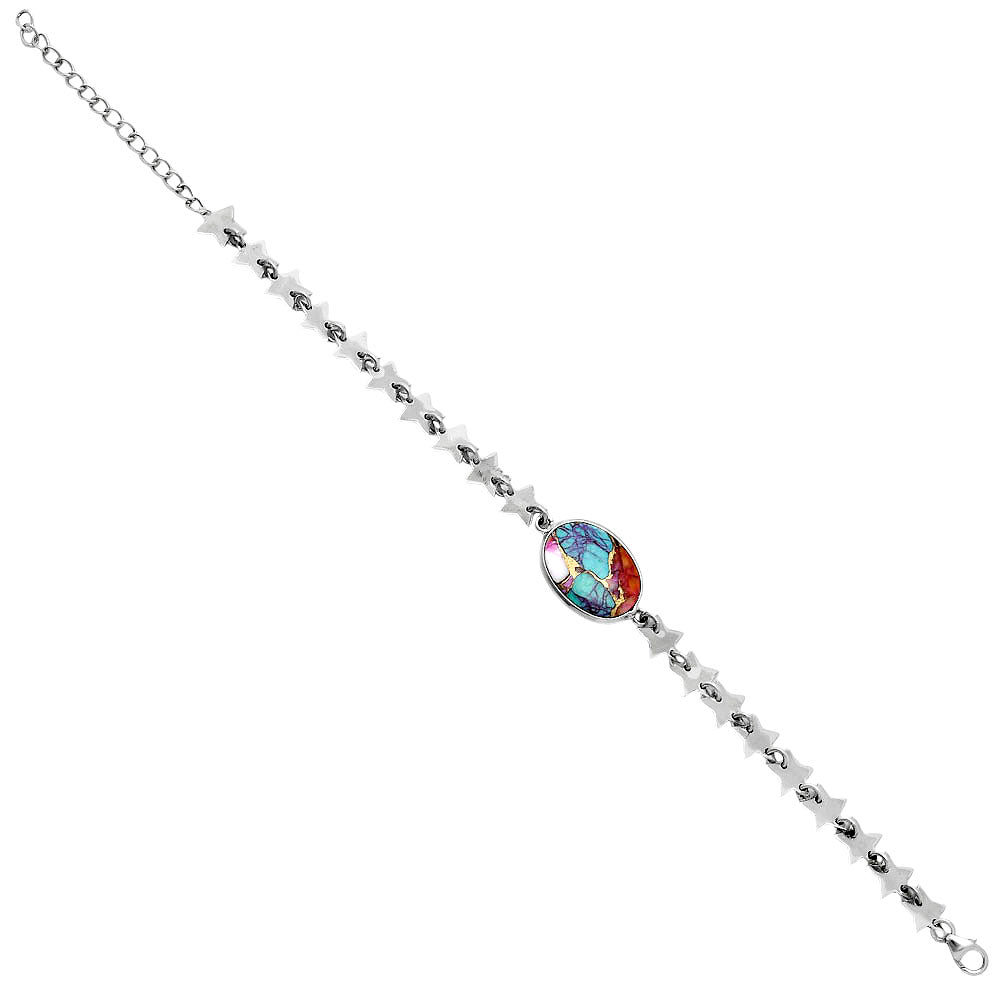 Premium Star Kingman Orange Dahlia Turquoise Bracelet B-1044 30-EB10304-3