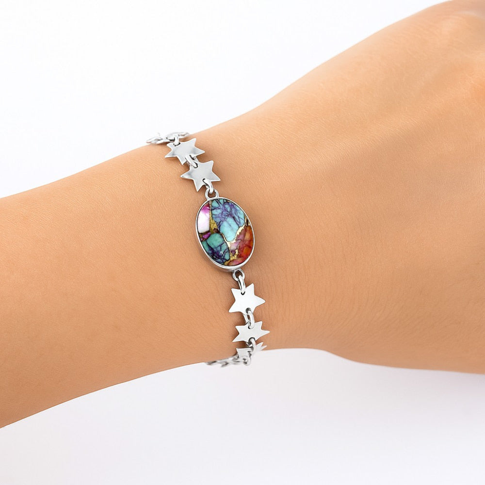 Premium Star Kingman Orange Dahlia Turquoise Bracelet B-1044 30-EB10304-0