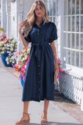 Makayla Bubble Sleeve Long Dress-0