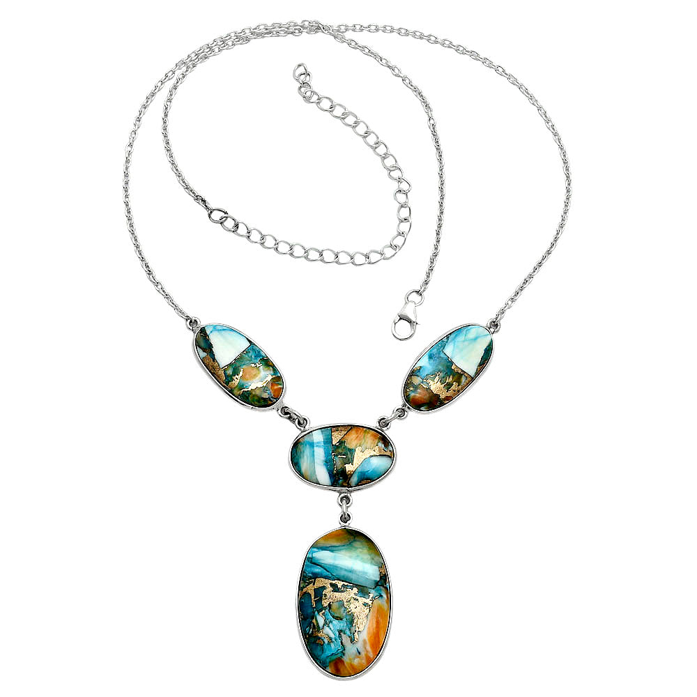 Premium Quality Spiny Oyster Turquoise - Arizona Necklace N-1013 32-EN10101-3