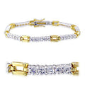 32008 - Gold+Rhodium Brass Bracelet with AAA Grade CZ  in Clear-0