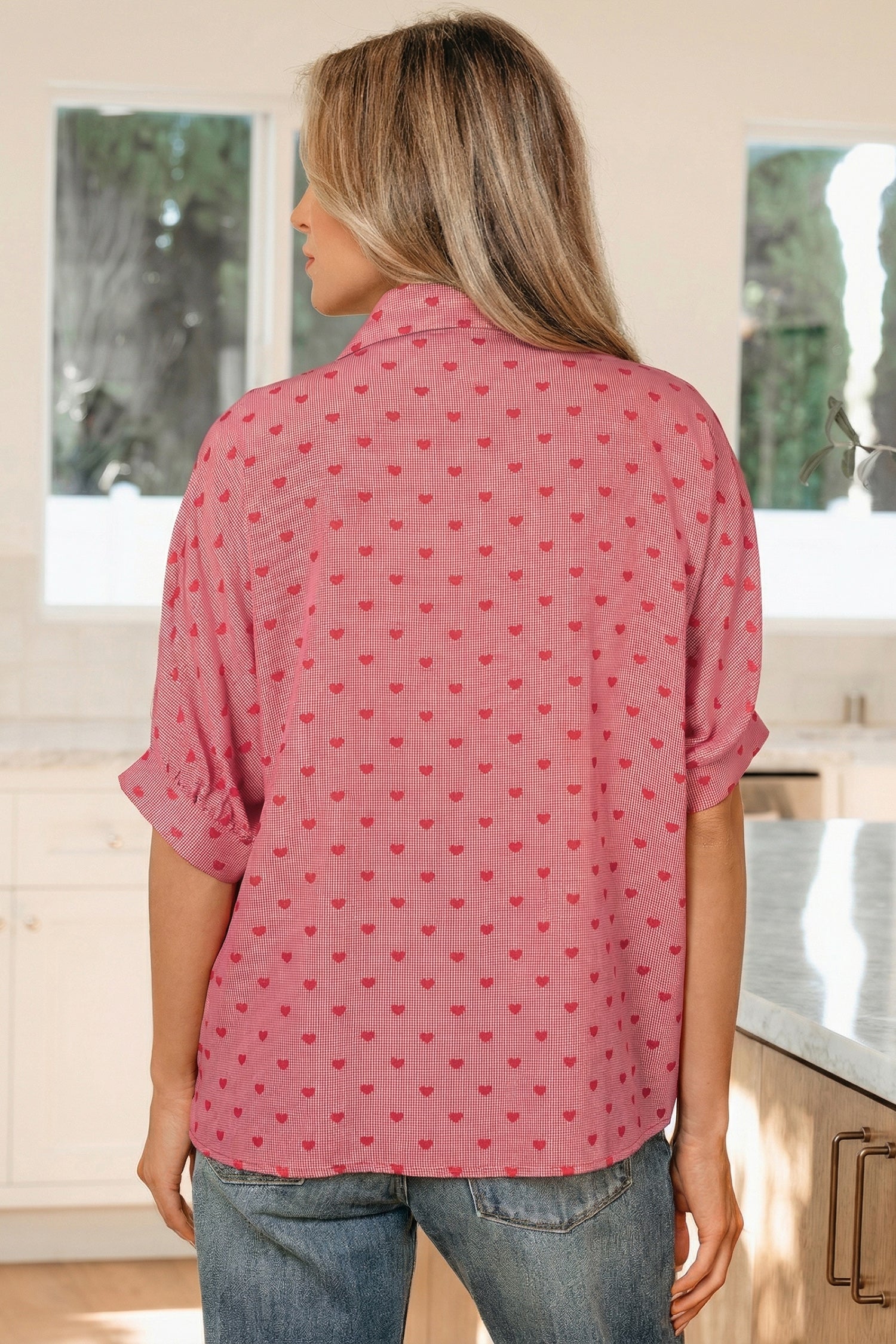 Charlie Sleeve Loose Valentine Shirt-1