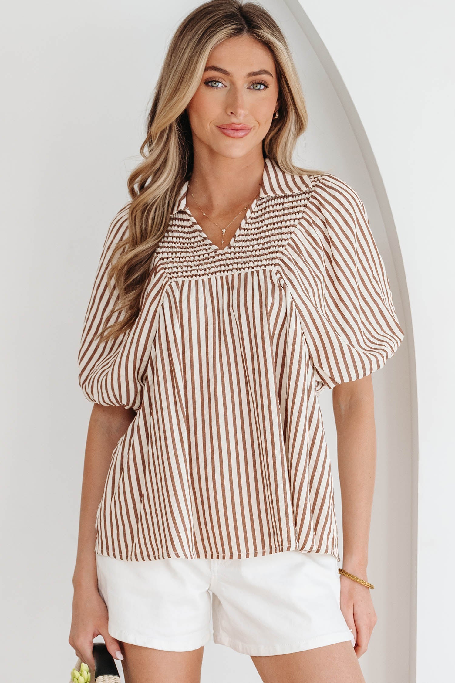 Lina Short Puff Sleeve Blouse-4