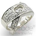 34114 - High-Polished 925 Sterling Silver Ring with Top Grade Crystal  in Clear-0