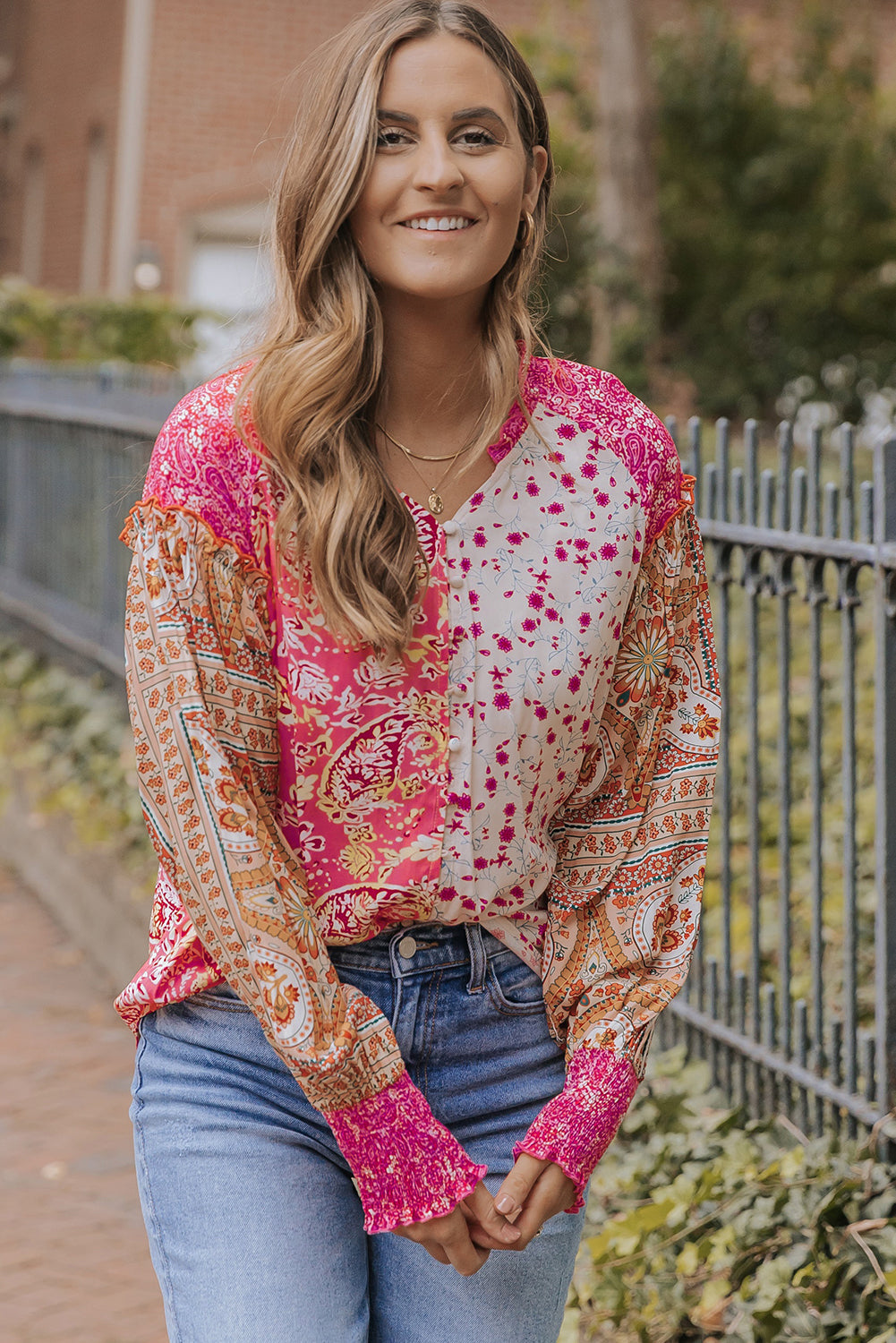 Adalee Printed Puff Sleeve Shirt-4