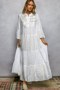 POL Embroidered Floral Tiered Maxi Dress-0