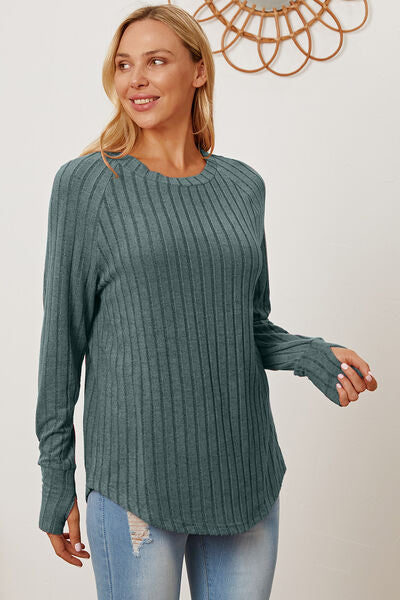 Basic Bae Full Size Ribbed Thumbhole Sleeve T-Shirt-7