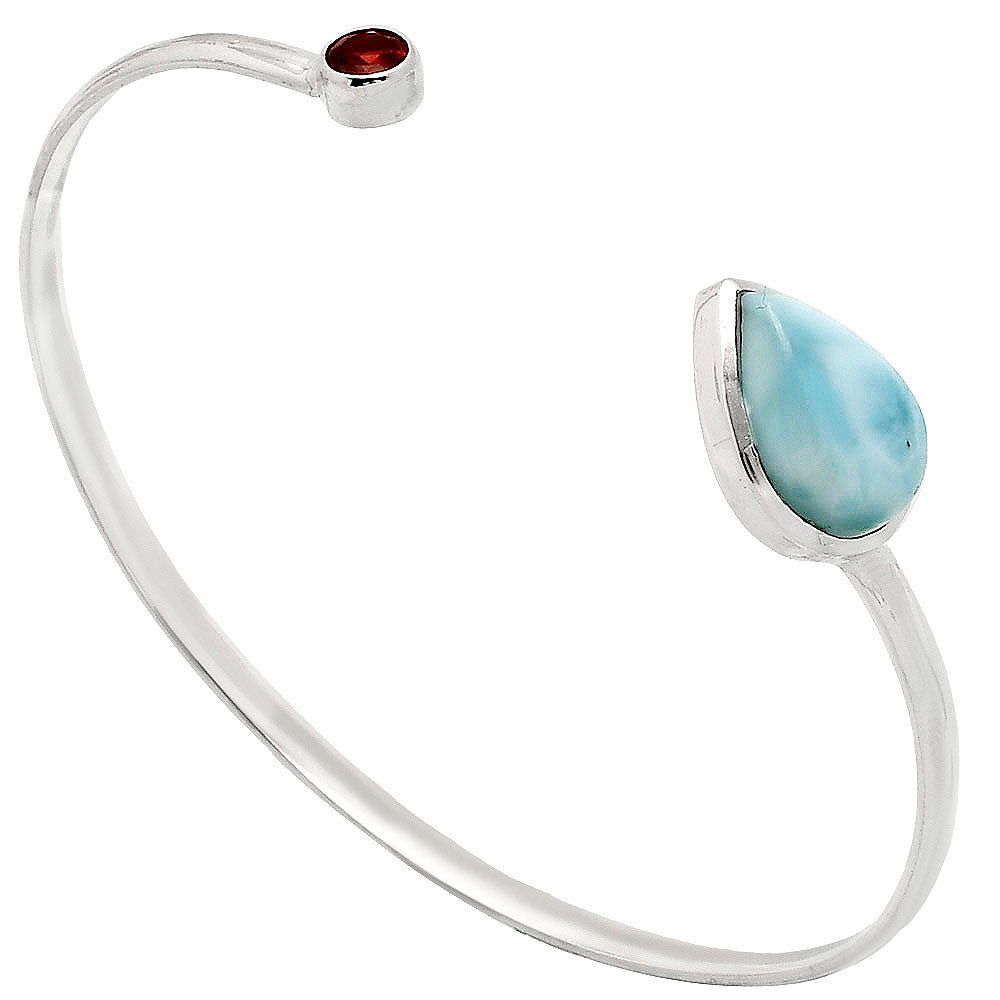 Premium Quality Larimar & Garnet Cuff Bangle Bracelet B-1004 37-EB10378-1