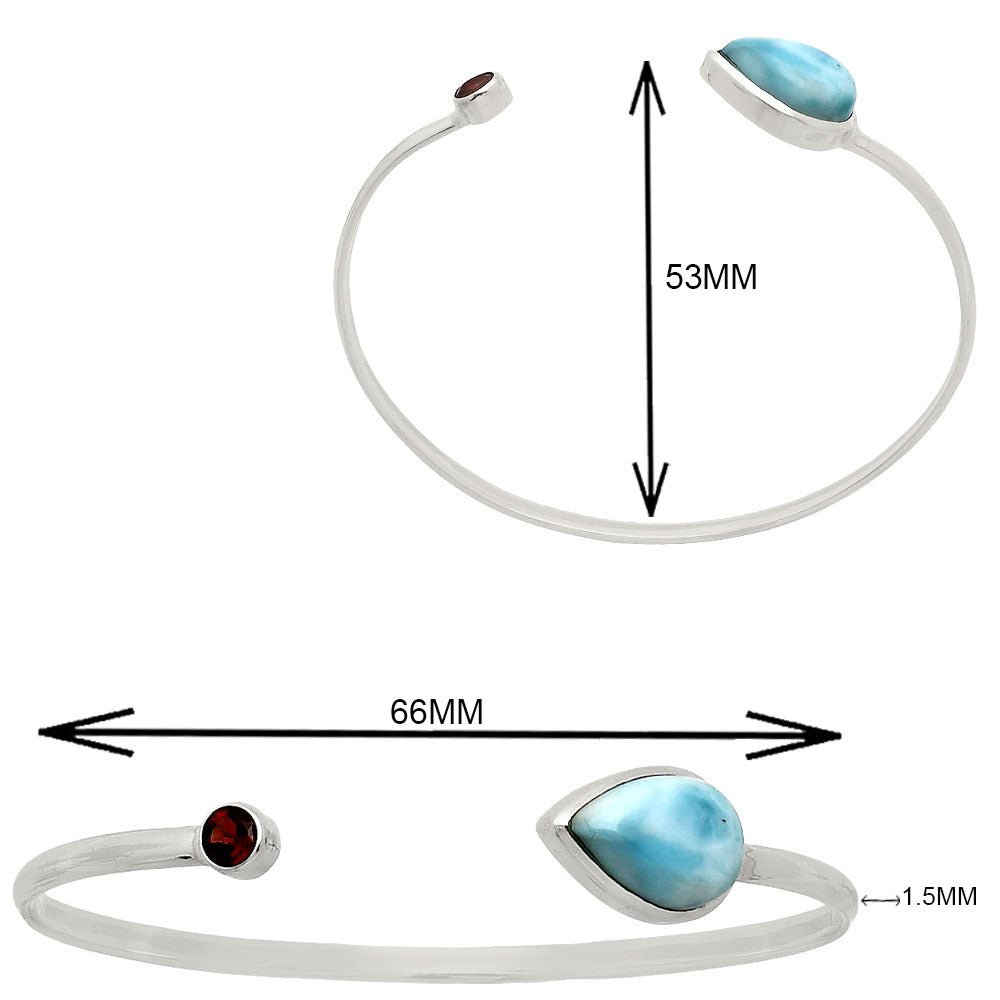 Premium Quality Larimar & Garnet Cuff Bangle Bracelet B-1004 37-EB10378-3