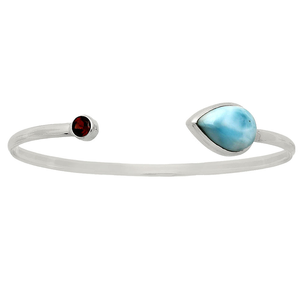 Premium Quality Larimar & Garnet Cuff Bangle Bracelet B-1004 37-EB10378-2