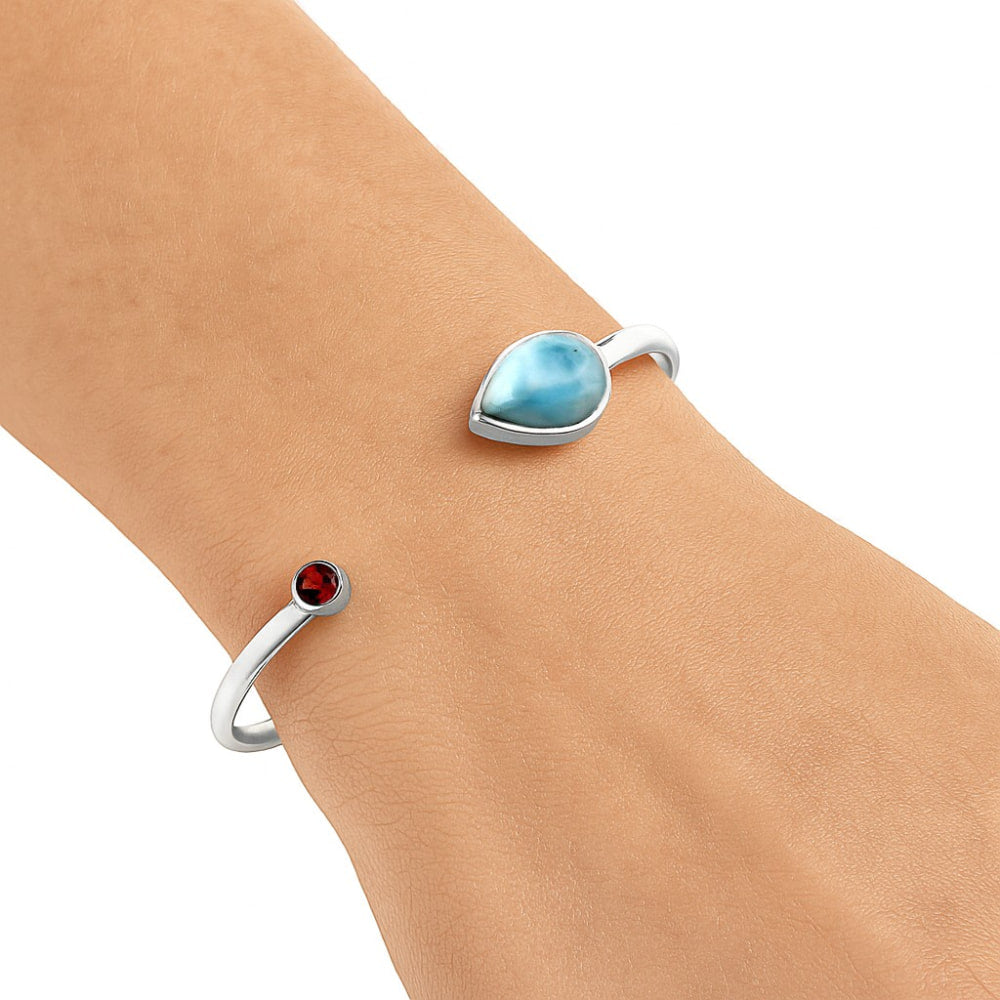 Premium Quality Larimar & Garnet Cuff Bangle Bracelet B-1004 37-EB10378-0