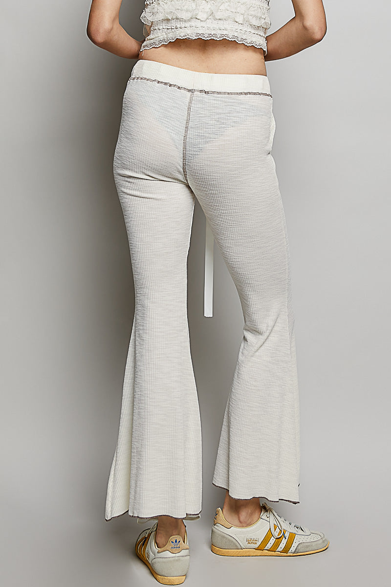 POL Drawstring Textured Ribbed Knit Pants-2