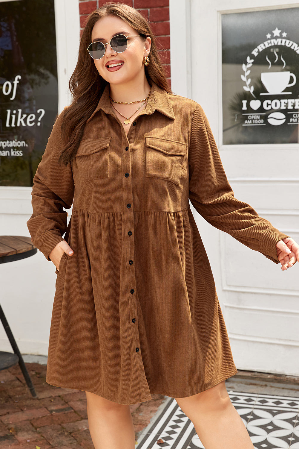 Galilea Corduroy Full Collared PLUS Shirt-4