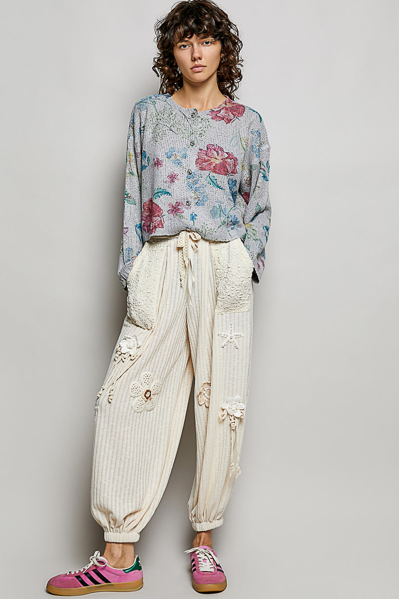 POL Floral Print Button-Down Knit Cardigan-4