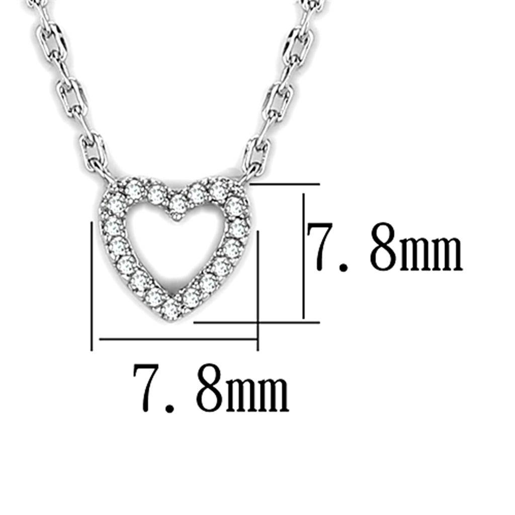 3W413 - Rhodium Brass Necklace with AAA Grade CZ  in Clear-1