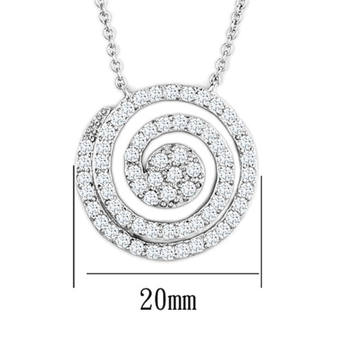 3W422 - Rhodium Brass Necklace with AAA Grade CZ  in Clear-1