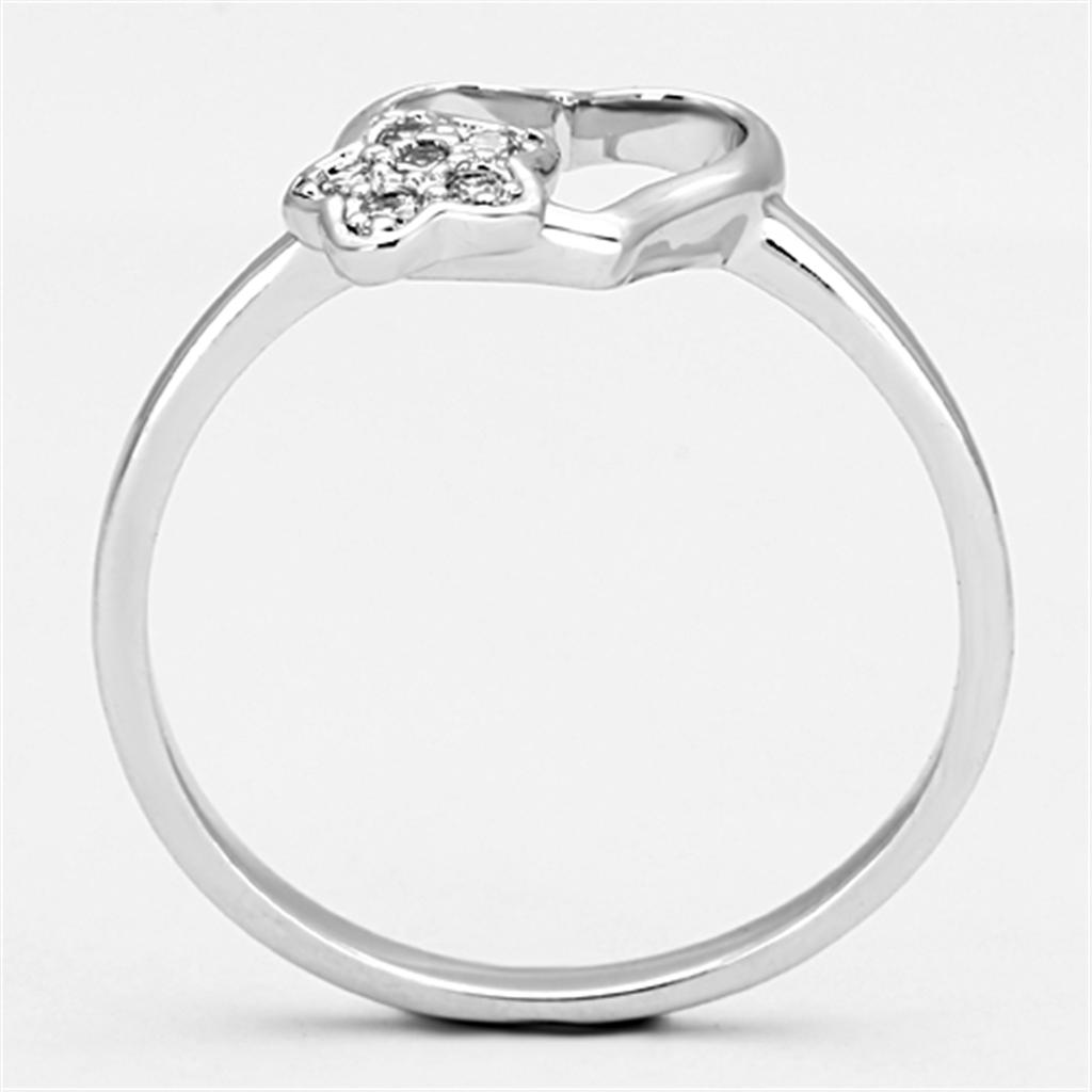 3W472 - Rhodium Brass Ring with AAA Grade CZ  in Clear-2