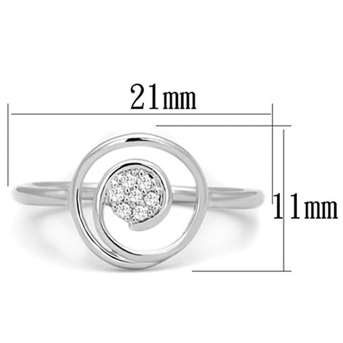 3W765 - Rhodium Brass Ring with AAA Grade CZ  in Clear-1