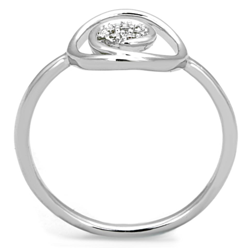 3W765 - Rhodium Brass Ring with AAA Grade CZ  in Clear-2