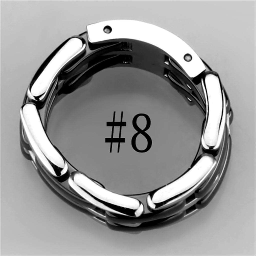 3W974 - High polished (no plating) Stainless Steel Ring with Ceramic  in Jet-2