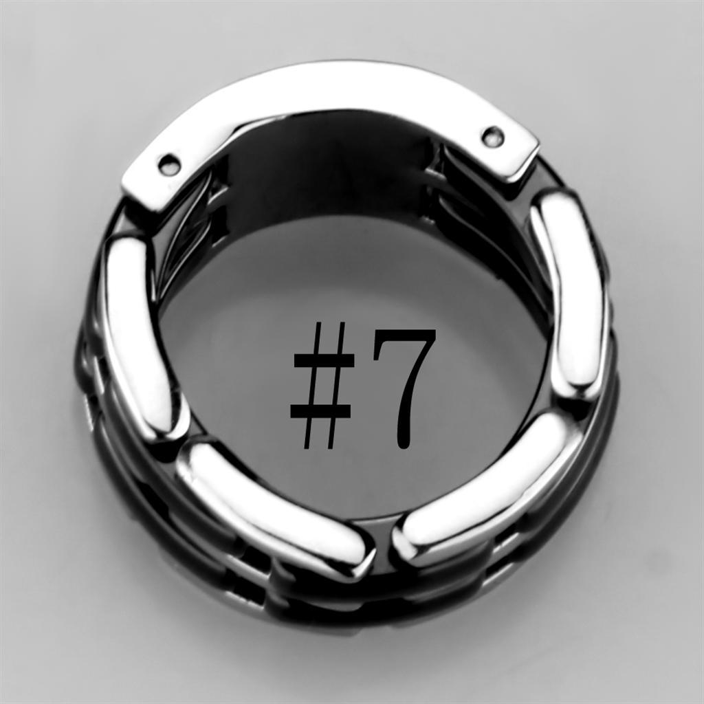 3W974 - High polished (no plating) Stainless Steel Ring with Ceramic  in Jet-3