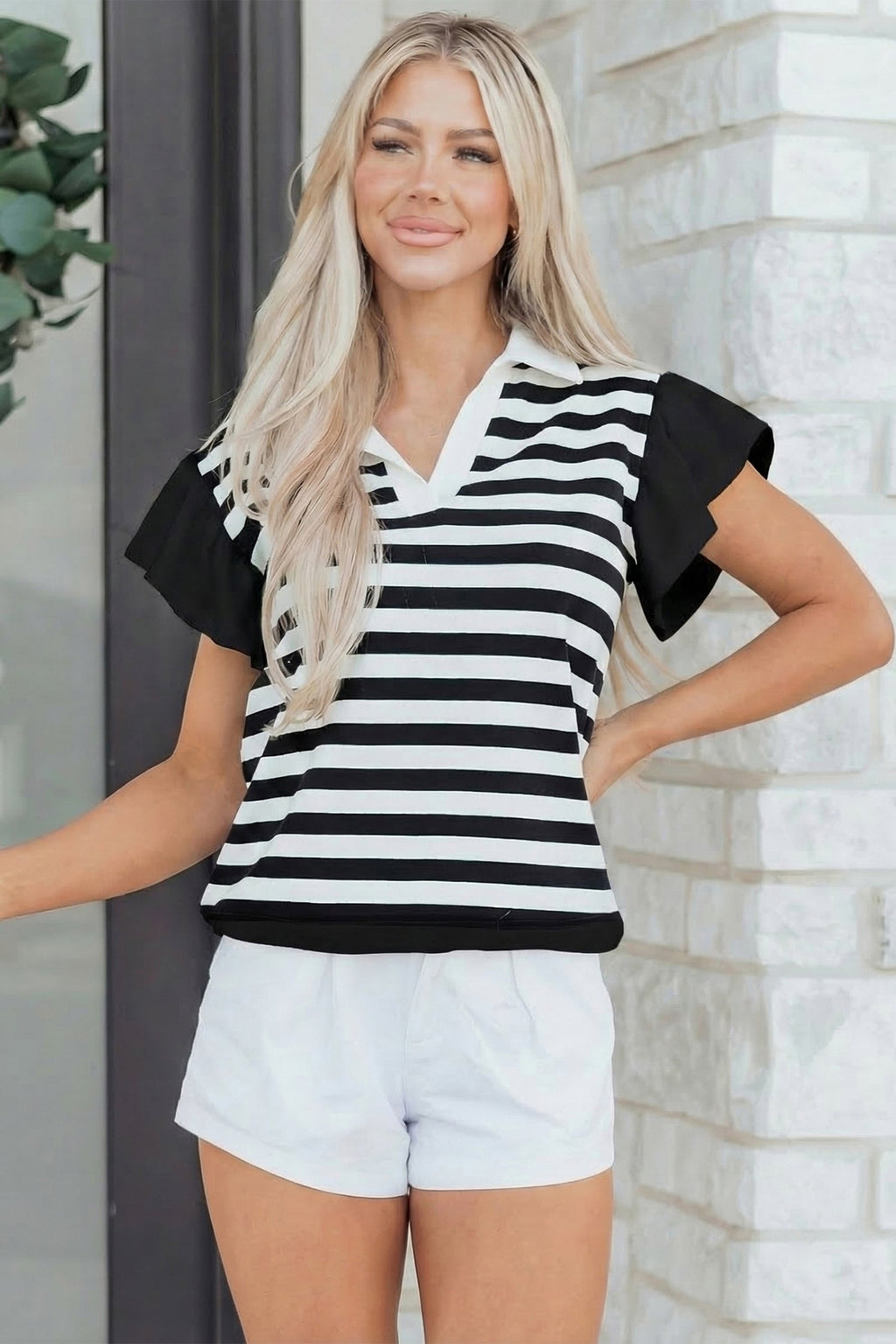 Lilith Ruffled Short Sleeve Blouse-3