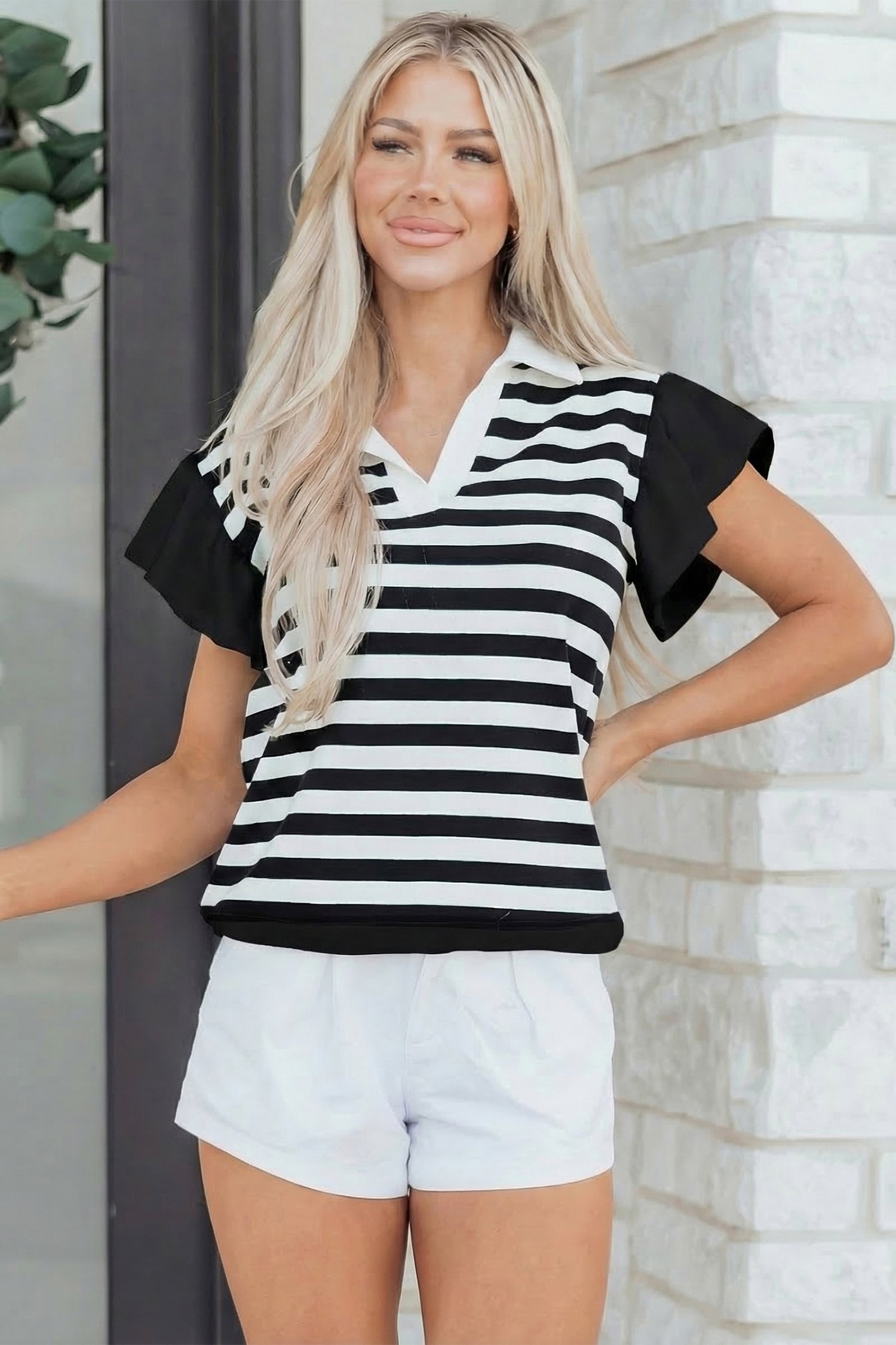 Lilith Ruffled Short Sleeve Blouse-3