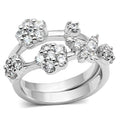 3W026 - Rhodium Brass Ring with AAA Grade CZ  in Clear-0
