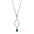 3W1026 - Rhodium Brass Chain Pendant with Synthetic Synthetic Glass in Emerald-0