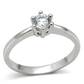 3W109 - Rhodium Brass Ring with AAA Grade CZ  in Clear-0