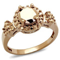 3W1193 - IP Rose Gold(Ion Plating) Brass Ring with AAA Grade CZ  in Metallic Light Gold-0