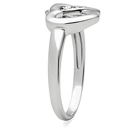 3W123 - Rhodium Brass Ring with AAA Grade CZ  in Clear-3