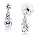 3W1290 - Rhodium Brass Earrings with AAA Grade CZ  in Clear-0