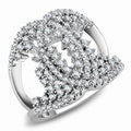 3W1448 - Rhodium Brass Ring with AAA Grade CZ  in Clear-0