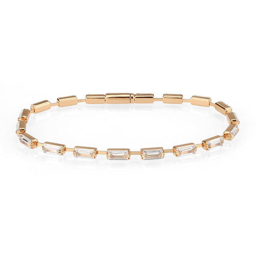3W1714 - Rose Gold Brass Bracelet with AAA Grade CZ in Clear-0