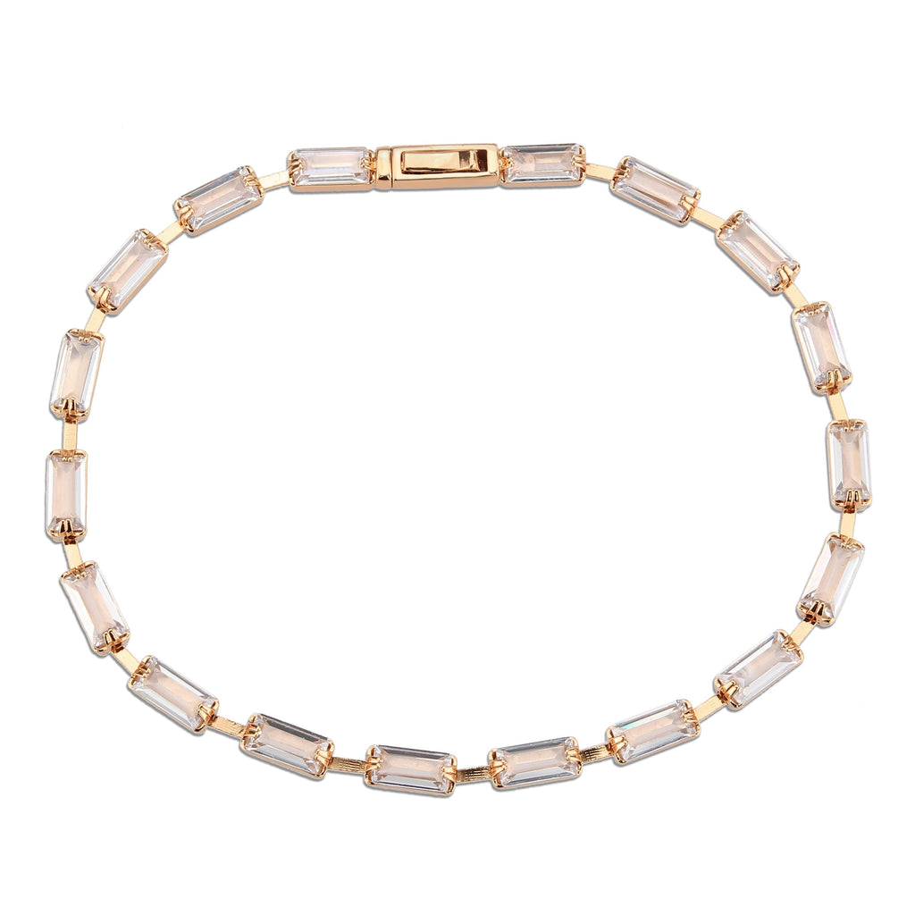 3W1714 - Rose Gold Brass Bracelet with AAA Grade CZ in Clear-2