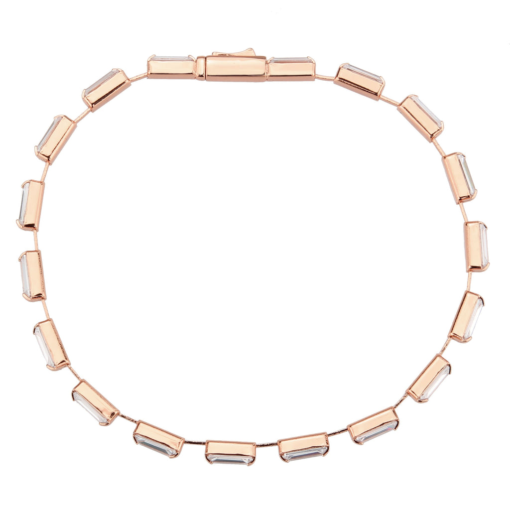 3W1714 - Rose Gold Brass Bracelet with AAA Grade CZ in Clear-4