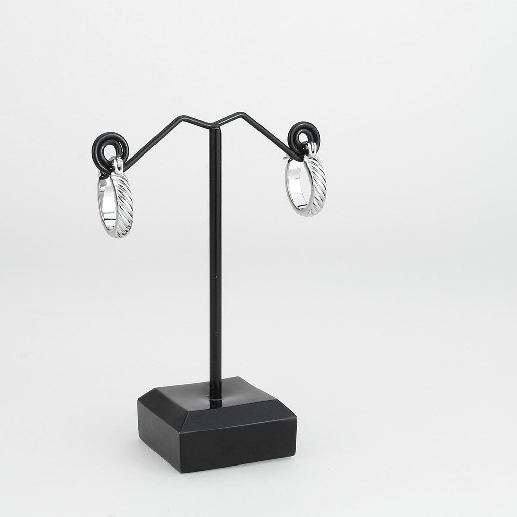 3W1745 - Imitation Rhodium Brass Earring with NoStone in No Stone-2