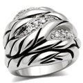 3W231 - Rhodium Brass Ring with AAA Grade CZ  in Clear-0