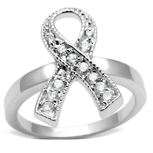 3W263 - Rhodium Brass Ring with AAA Grade CZ  in Clear-0