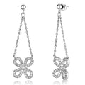 3W354 - Rhodium Brass Earrings with AAA Grade CZ  in Clear-0